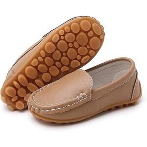 New Rvrovic Toddler Boys Size 10 Tan Slip On Oxford Loafers PU Leather Shoes